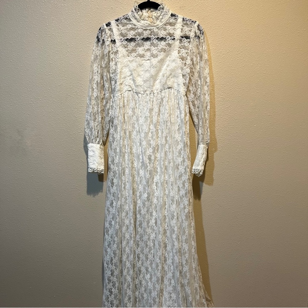 Vintage/Handmade 70s Wedding Dress Empire Waist Victorian GunneSax-Inspired Gown